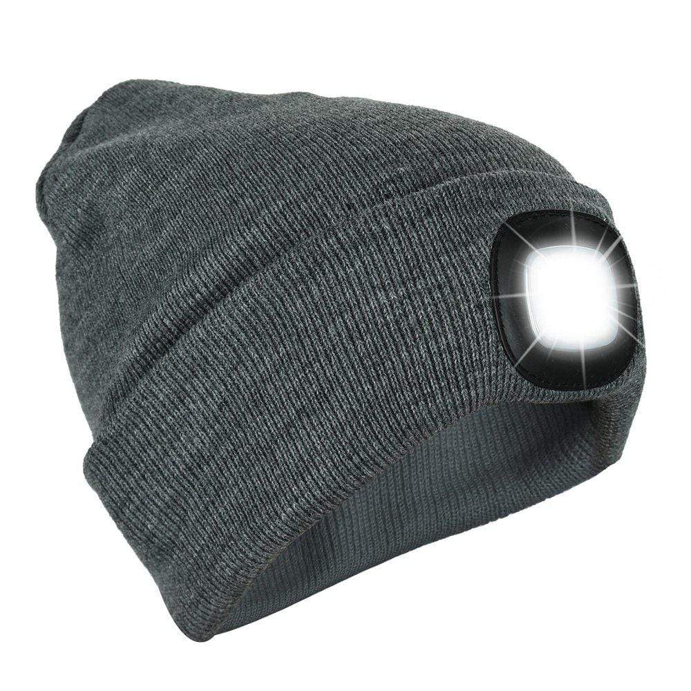 Knit Beanie Hat 4 LED Head Lamp Light Cap Outdoor Hunting Camping Fishing Spirit Campervans